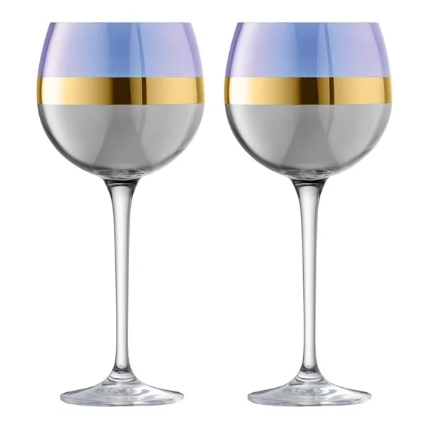 Set of 2 purple metallic drinking glasses