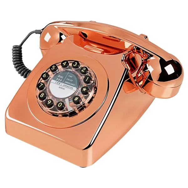 Copper retro telephones and phones