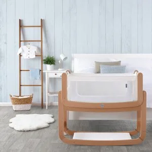 Natural snuzpod crib in bedroom