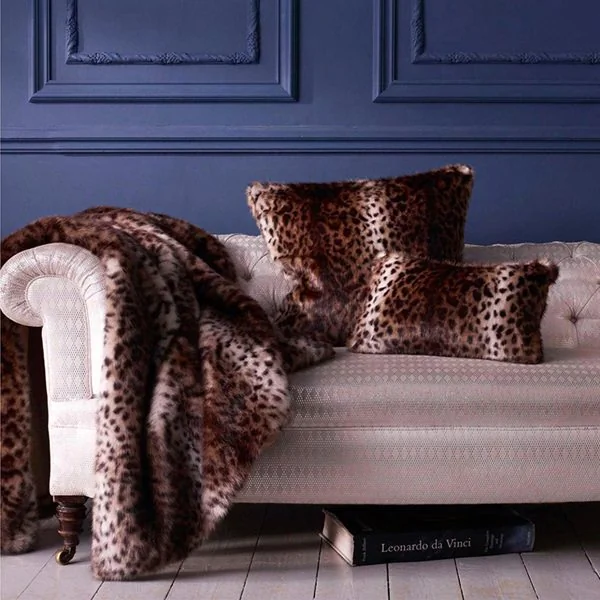 Ocelot faux fur throw