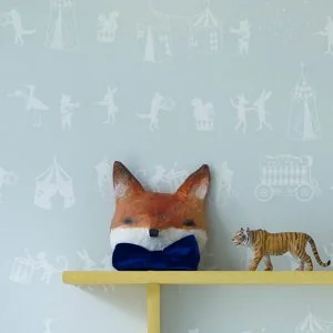 Animal parade kids wallpaper mint green