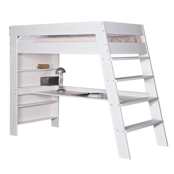 Kids julien white loft bed with desk