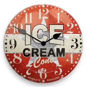 Kitchen red cream vintage clocks ice cream