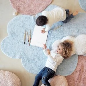 Cloud and heart shaped bedroom rugs