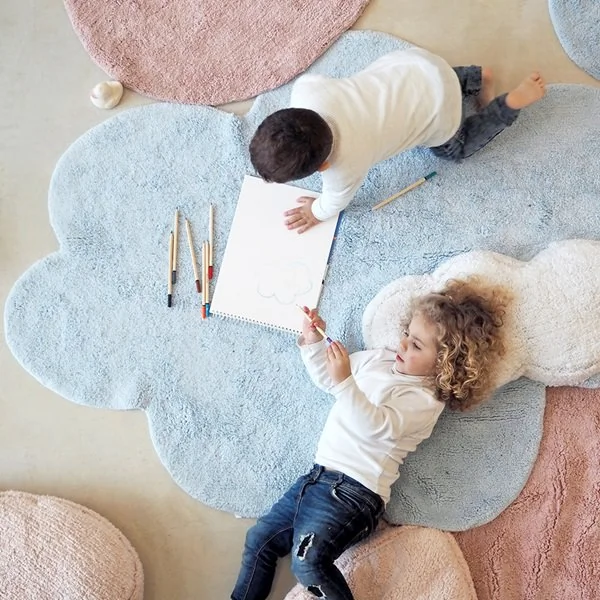Cloud and heart shaped bedroom rugs