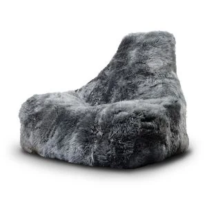 Fur bean bag grey on white