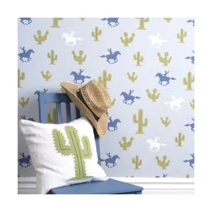 Hibou home cactus cowboy kids wallpaper