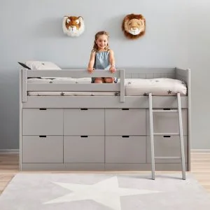 Kids block bed with 8 drawers