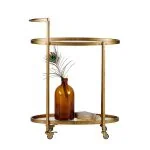 Push drinks trolley in antique brass and glass