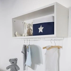 Ironwood white wallshelf with hanging rail