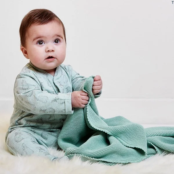 Soft mint green baby blanket