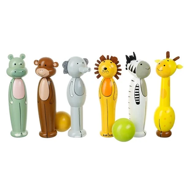 Safari wooden skittles