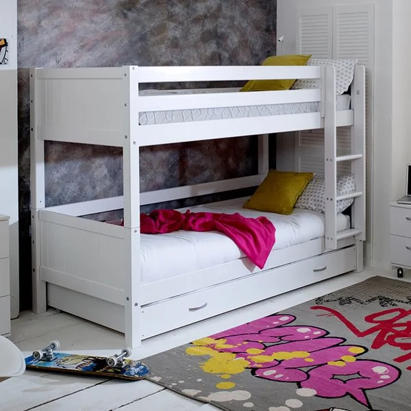 Nordic bunk bed with trundle and groove ends