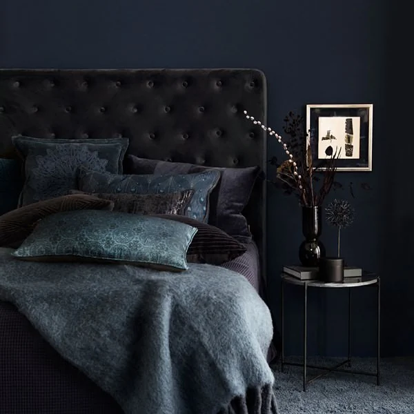 Velvet headboard in cole
