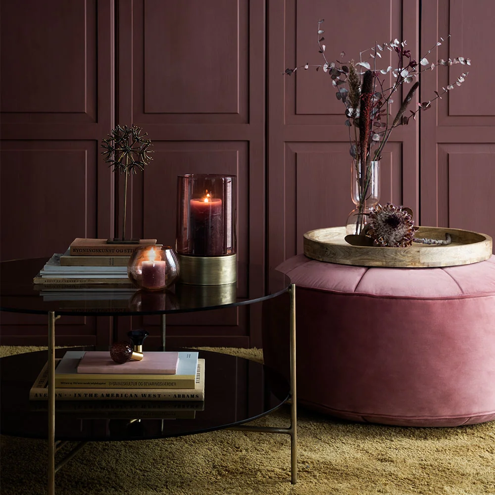 Marocco velvet pouf in rouge