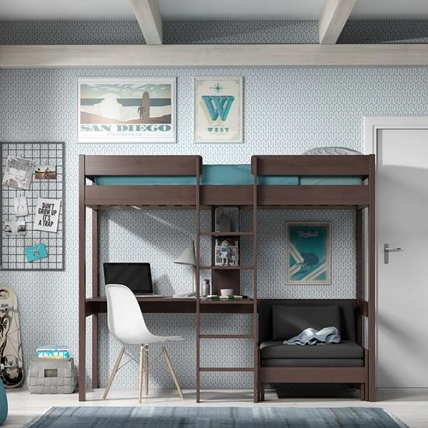 Pino contemporary taupe high sleeper with sofa bed
