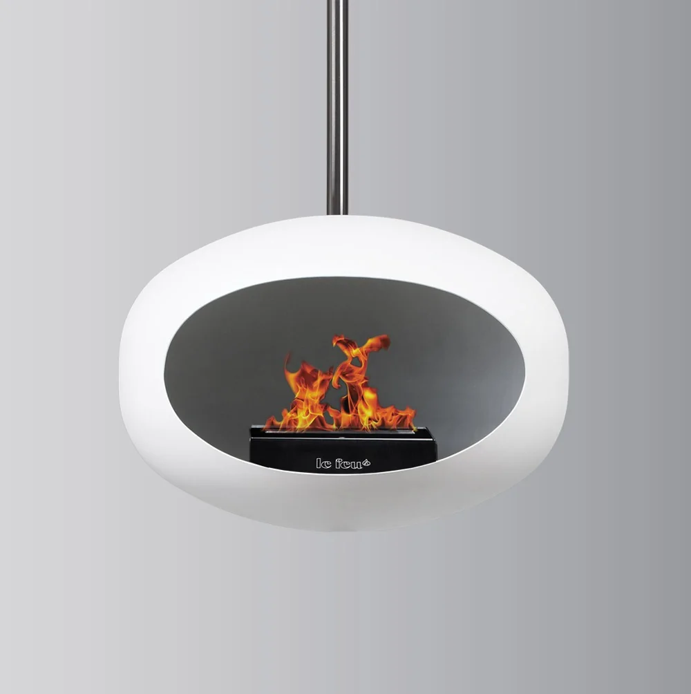 Sky white bio ethanol fireplace in white