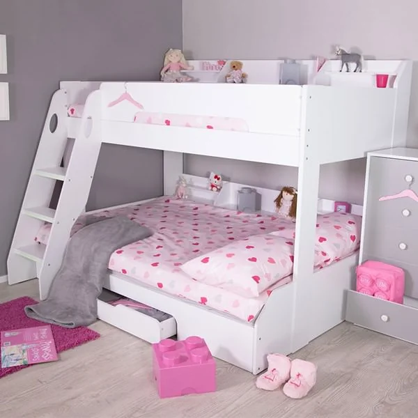 Flick kids triple white bunk bed