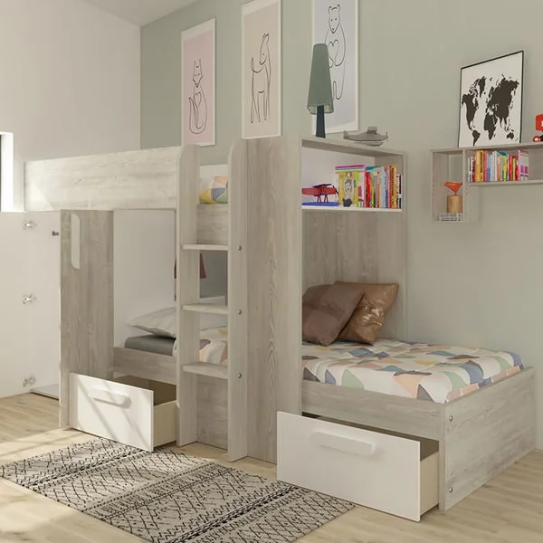 Kids avenue barca bunk bed in white with drawers