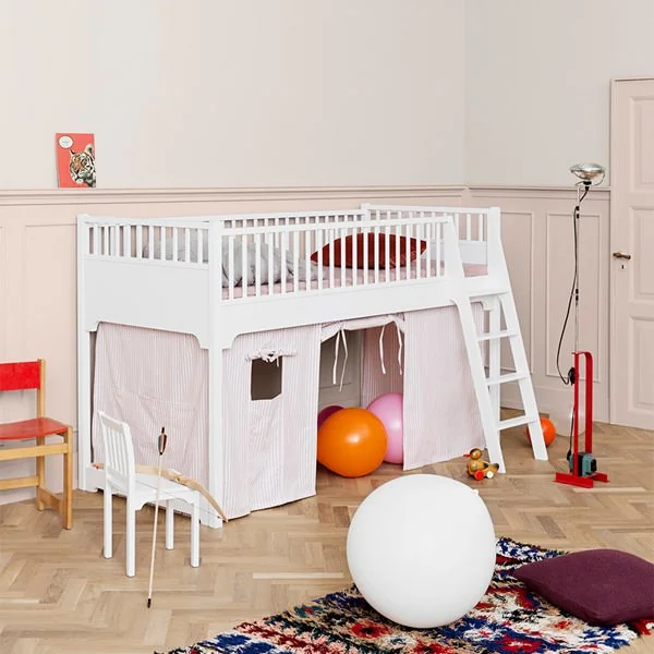 Kids seaside low loft bed in white 1