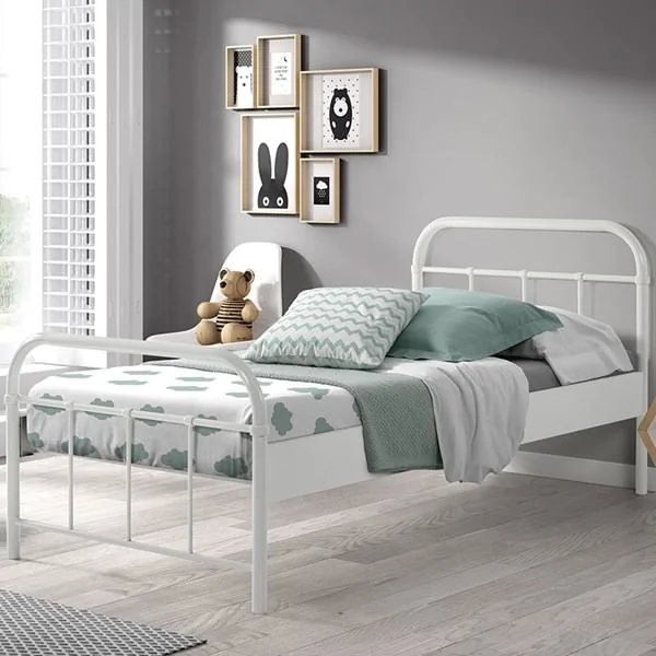 Kids white single boston bed