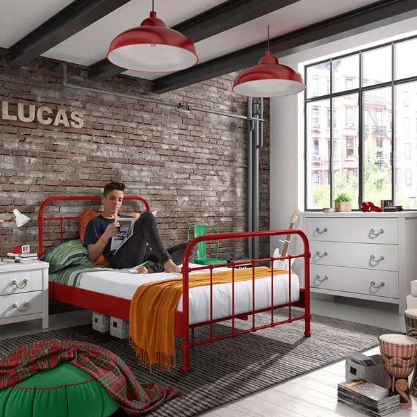 Double metal kids bed in red