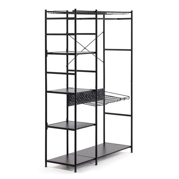 Black metal storn open closet