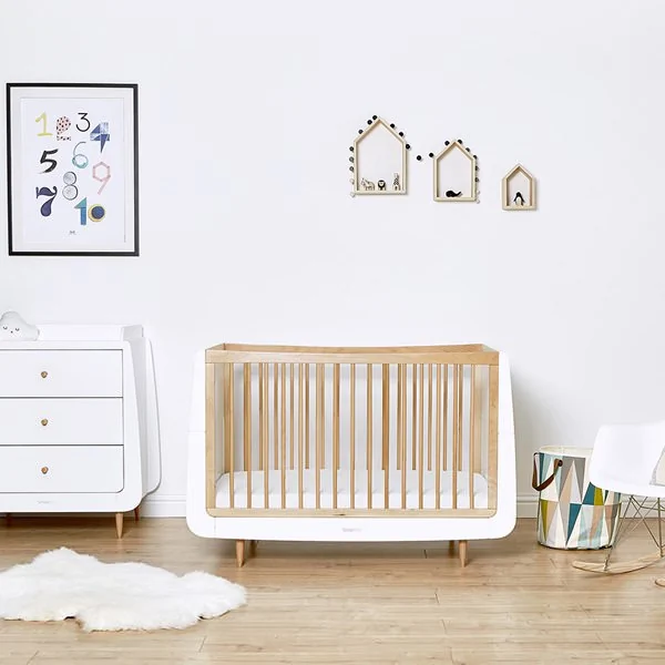 Convertible baby and kids bed frame in skandi natural