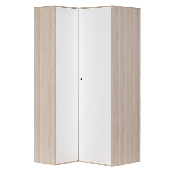 Corner wardrobe acacia white closed