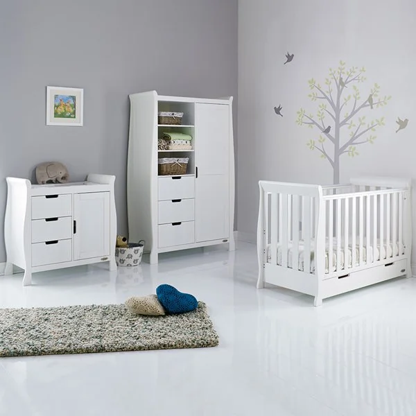 Obaby stamford mini 3 piece nursery set in white