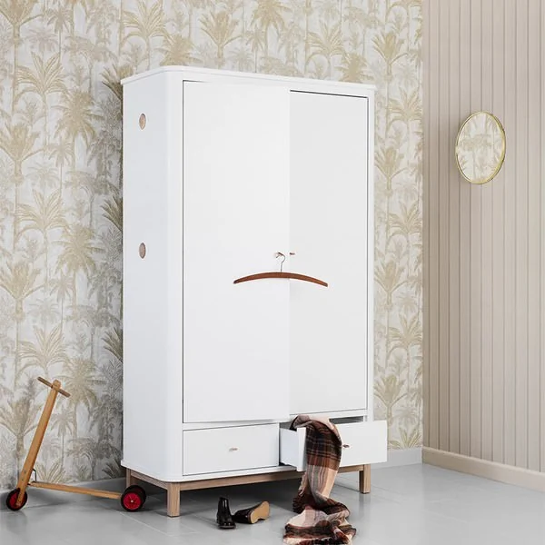 White and oak wood double wardrobe from oliver