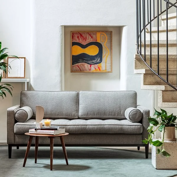 Swyft model 02 2 seater linen sofa pumice