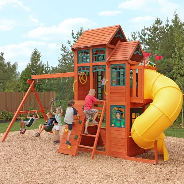 Canyon ridge wooden garden playset with slide