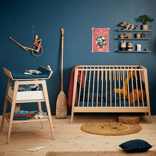 Leander linea oak cot and changing table
