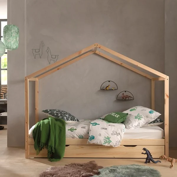Natural dallas single bed with trundle drawer