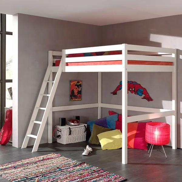 Pino double high sleeper bed in white