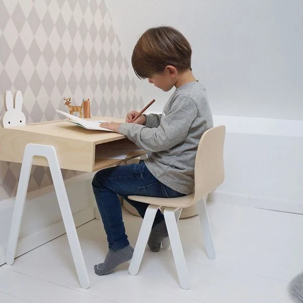 Birch and white kids desk from