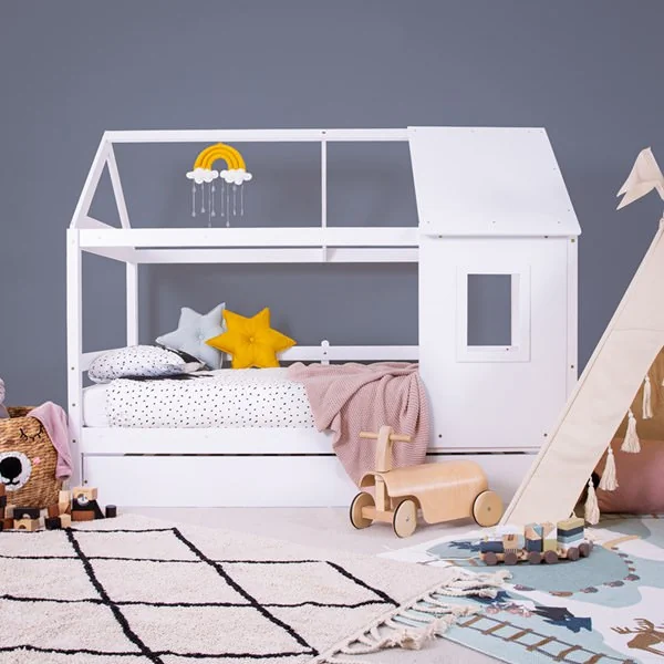 Explorer kids treehouse cabin bed with trundle drawer