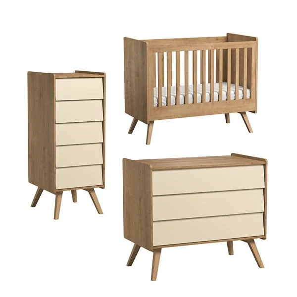 Vintage nursery cot set in yellow