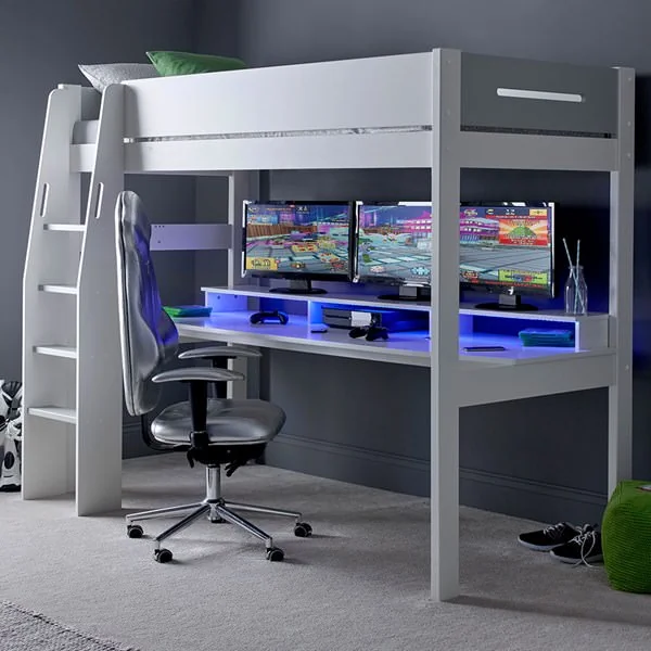 Kids avenue urban grey high sleeper 4 gaming kids bed