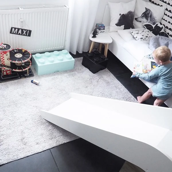 Ombre grey and blue soft childrens rug