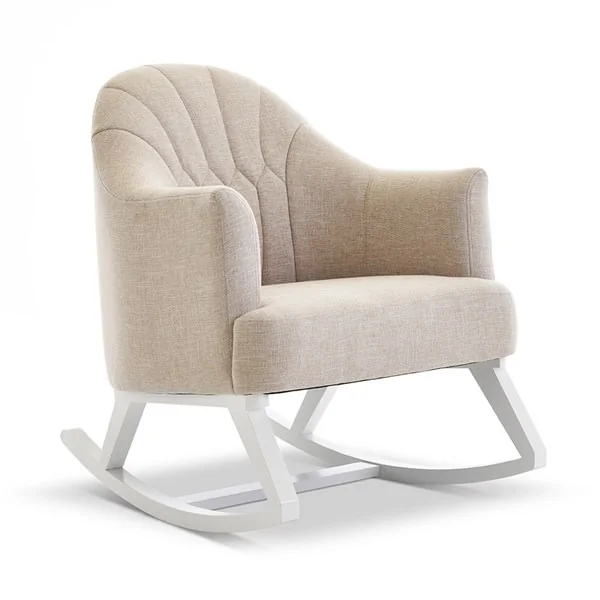 Round back rocking chair in white and oatmeal