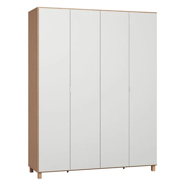 White and oak effect 4 door wardrobe from vox simple