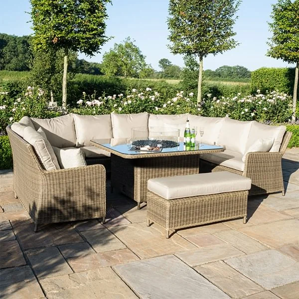Firepit outdoor shaped sofa set