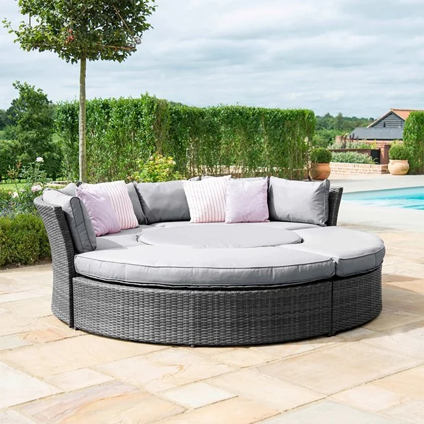 Grey rattan round garden table set