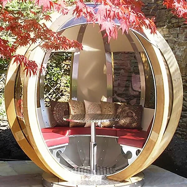 Ornate garden outdoor dining and lounge pod