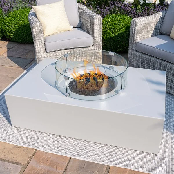 Patio white firepit table rectangular