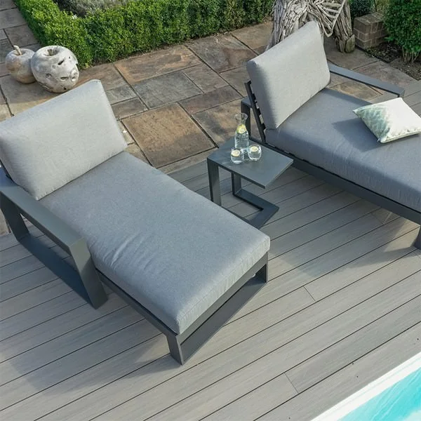 Single or double sunlounger in grey