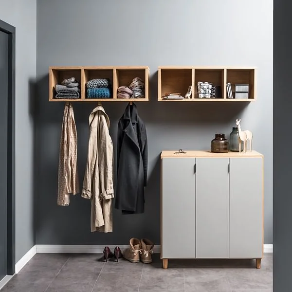 Vox simple furniture in oak effect and grey