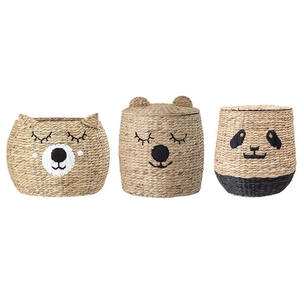 Bloomingville woven kids storage bins in bear designs
